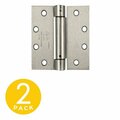 Global Door Controls 4.5 in. x 4 in. Satin Nickel Full Mortise Spring With Non-Removable Pin Squared Hinge - Set of 2 CPS4540-US15-M